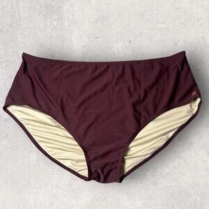 Honey Mark Swim Bottoms Women 5XL Burgundy High‎ Waist Full Coverage New
